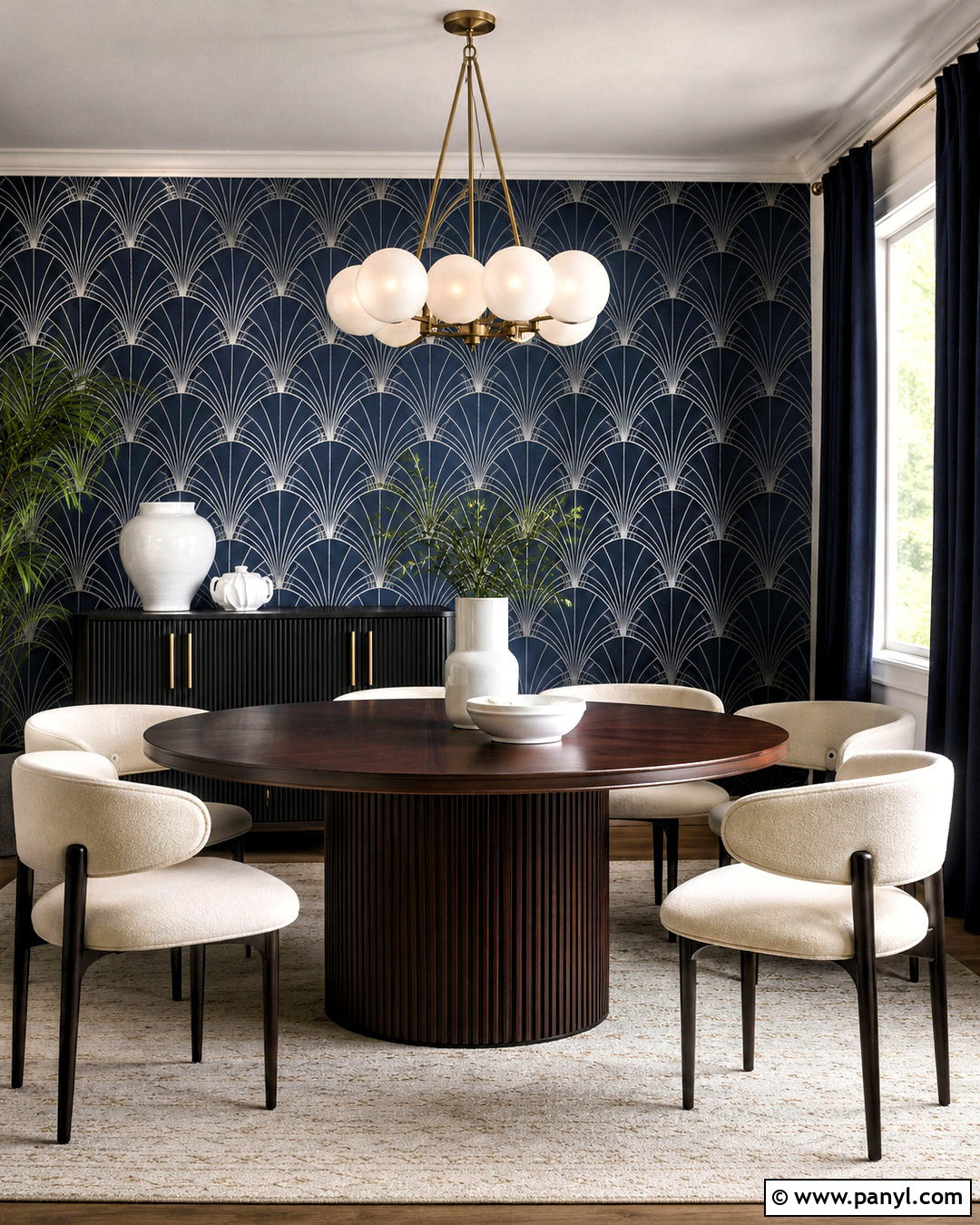 Art Deco Silver Fan Wallpaper Wall - 35 silver shimmer wall ideas