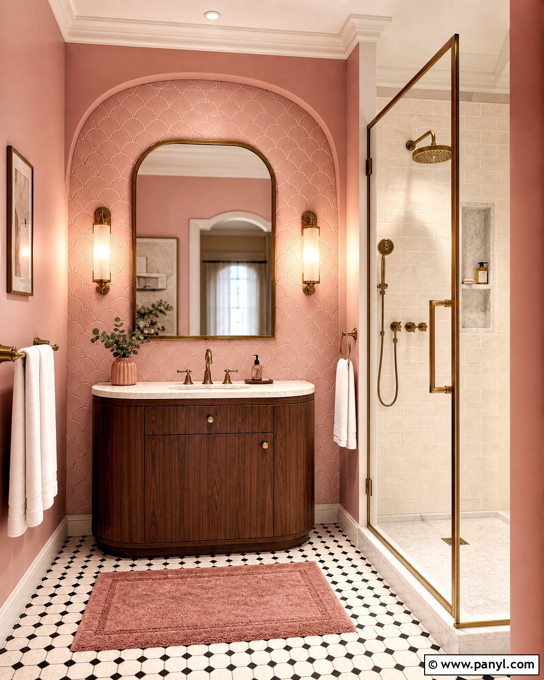Art Deco Soft Pink Bathroom - 20 soft pink bathroom ideas