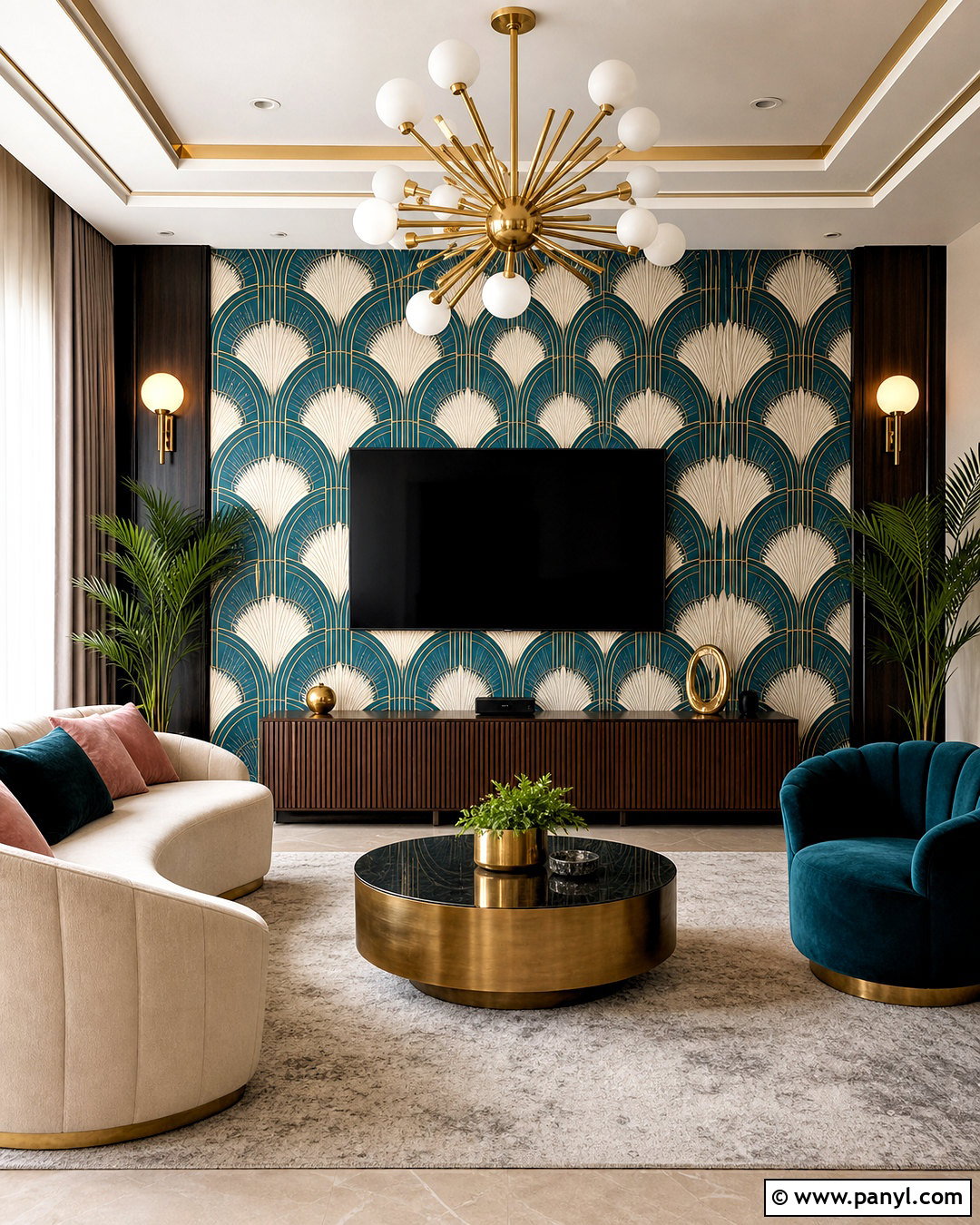 Art Deco TV Wall Wallpaper - 20 tv wall wallpaper ideas