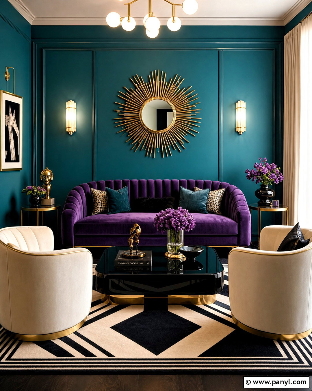 Art Deco Teal And Purple Living Room - 20 teal and purple living room ideas
