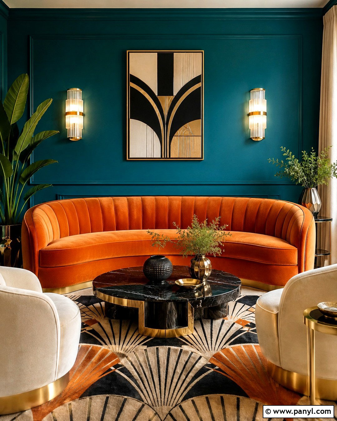 Art Deco Teal Wall Orange Sofa - 20 Teal Wall Orange Sofa Ideas