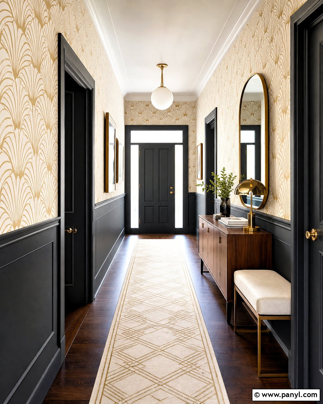 Art Deco Wallpaper With Charcoal Paint - 20 half wallpaper half paint ideas