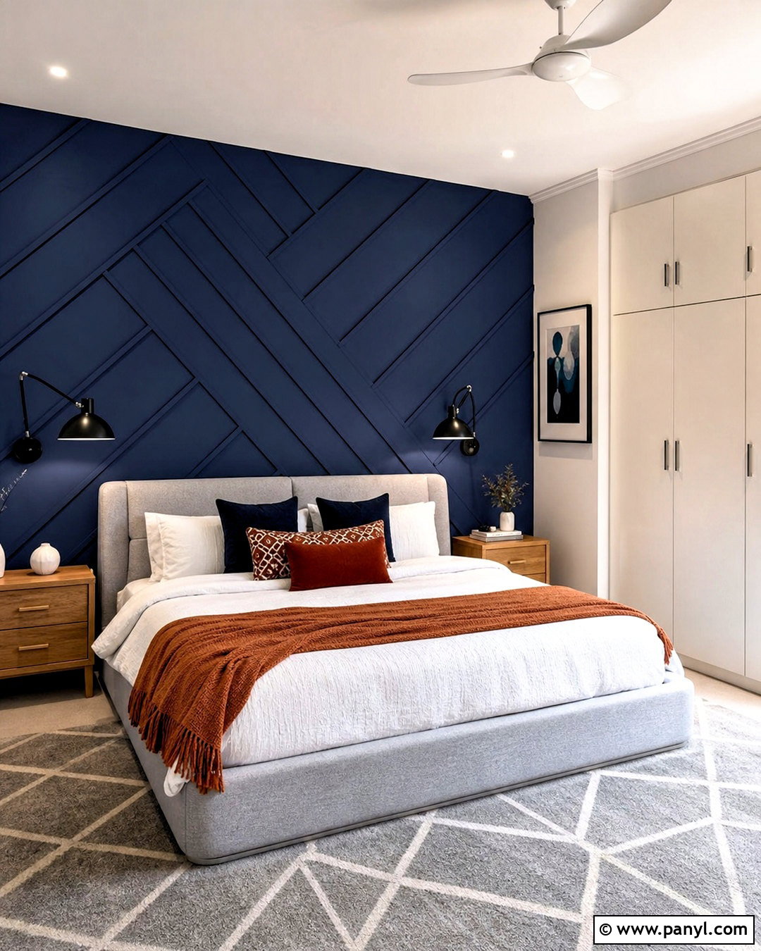 Asian Paints Royale Play Navy Geometric Bedroom - 20 royal play asian paints design bedroom ideas