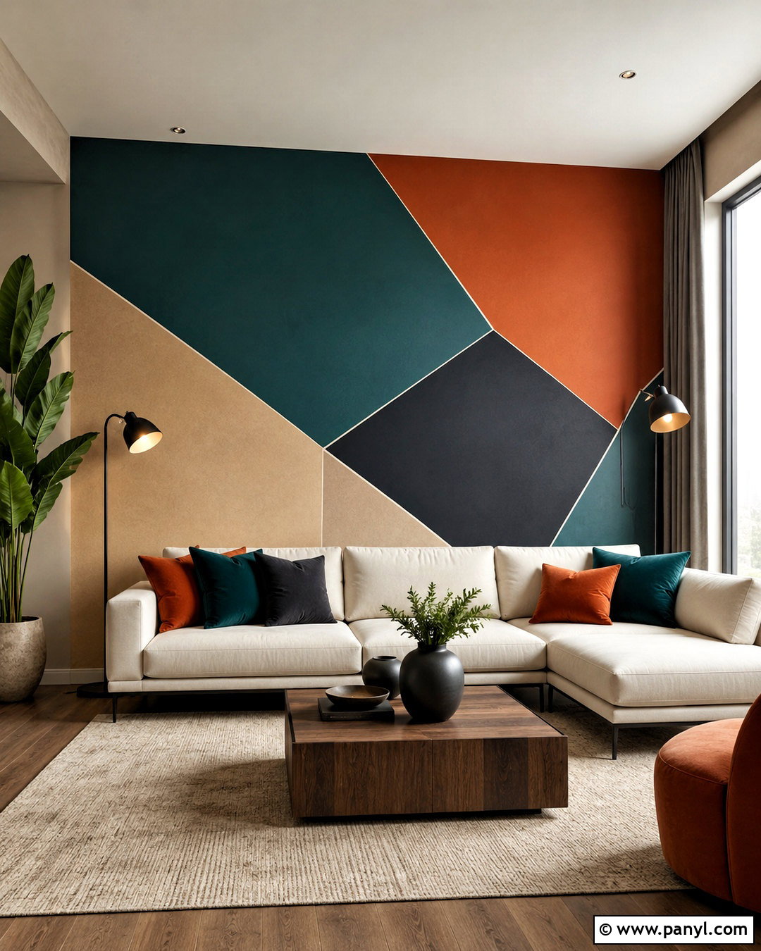 Asymmetric Polygon Geometric Wall Paint - 35 Simple Geometric Wall Paint Ideas