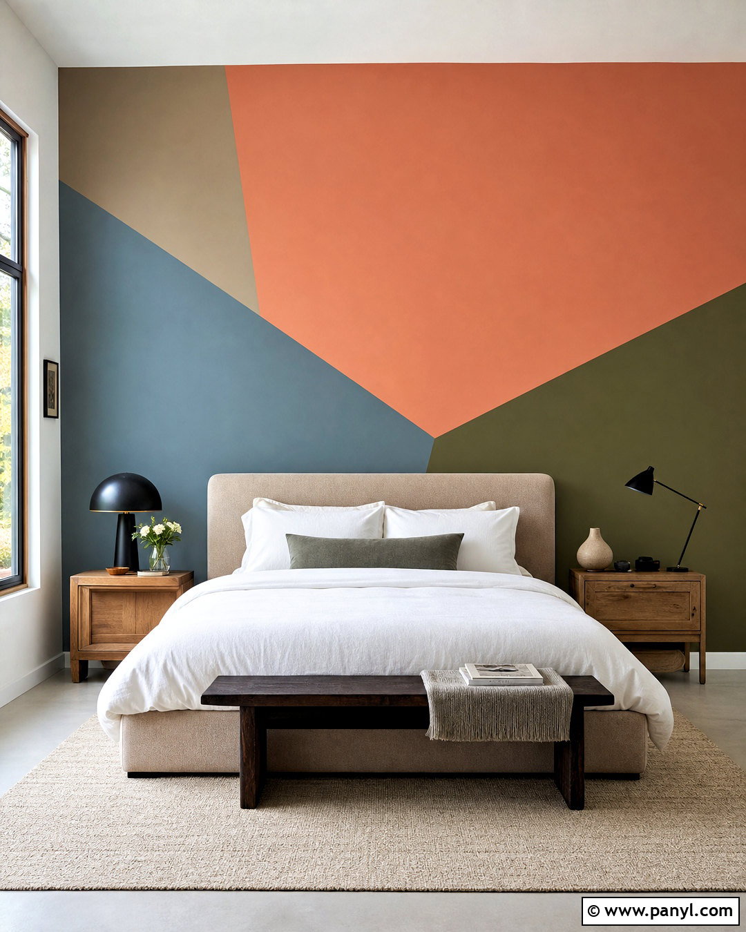 Asymmetrical Color Block Bedroom Wall - 20 geometric wall paint bedroom ideas