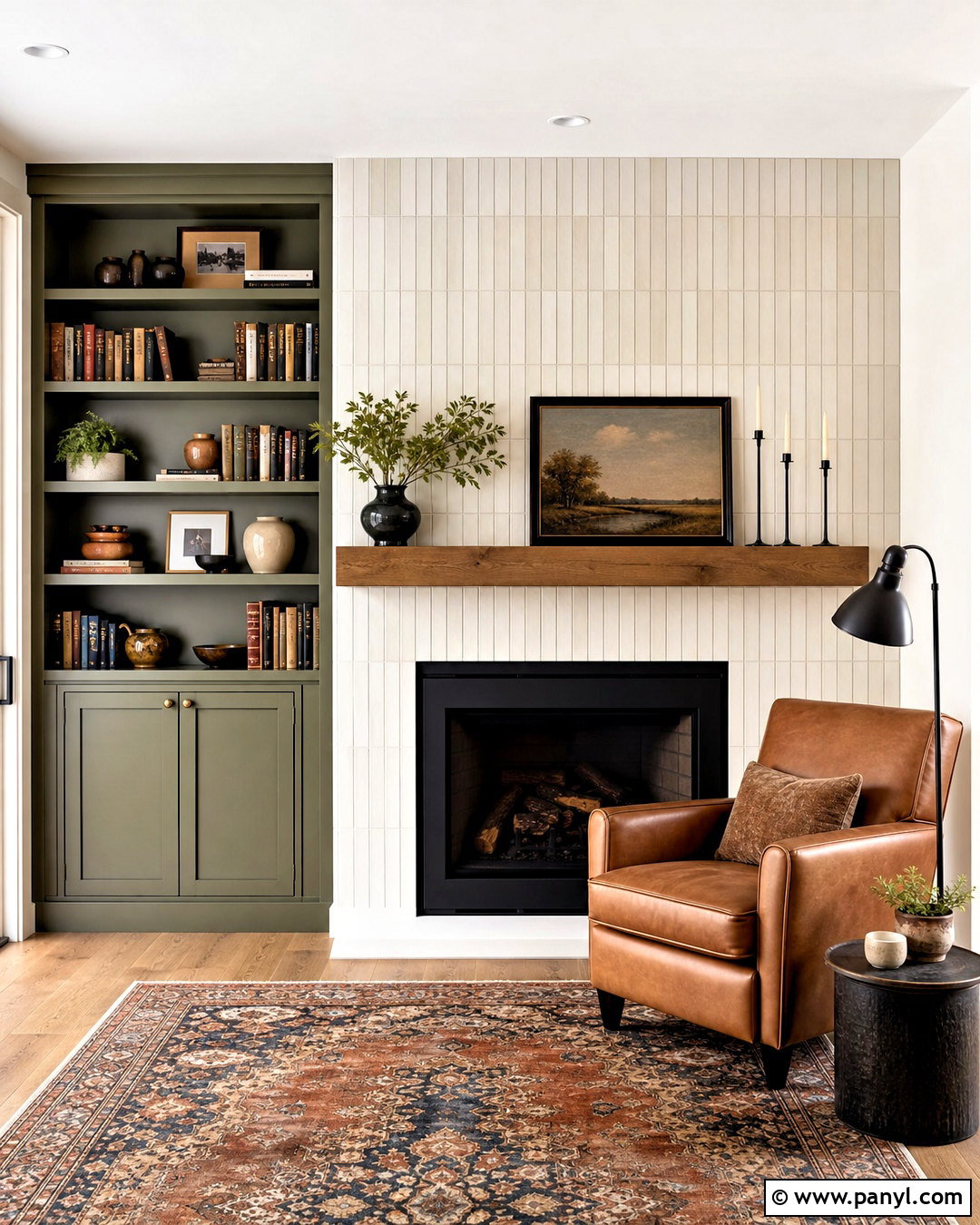Asymmetrical Fireplace Side Wall Storage - 20 fireplace side wall ideas