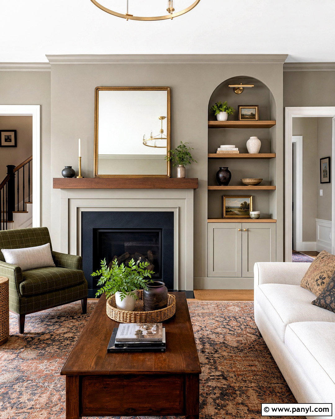 Asymmetrical Fireplace Wall With Arched Built-In - 20 asymmetrical fireplace wall ideas