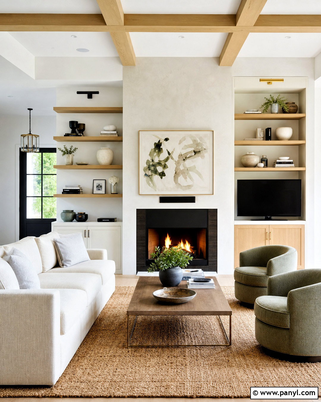 Asymmetrical Fireplace Wall With Built-In Shelves - 20 asymmetrical fireplace wall ideas