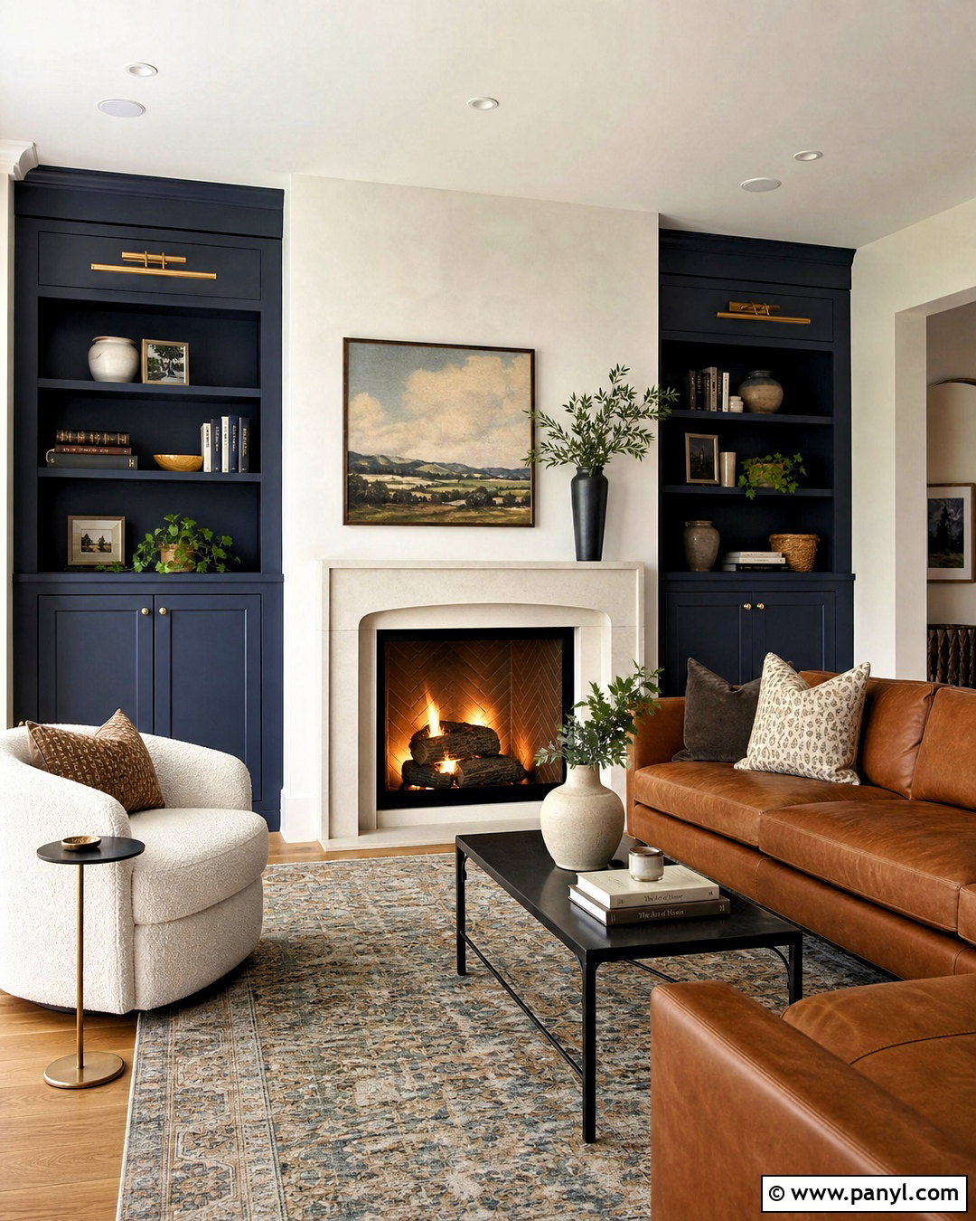 Asymmetrical Fireplace Wall With Dark Cabinets - 20 asymmetrical fireplace wall ideas
