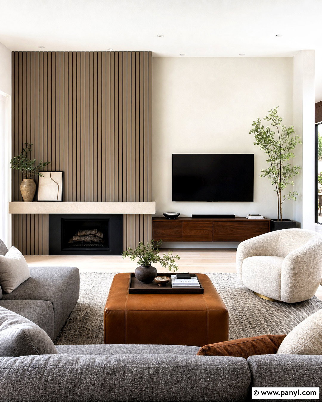 Asymmetrical Fireplace Wall With Fluted Paneling - 20 asymmetrical fireplace wall ideas
