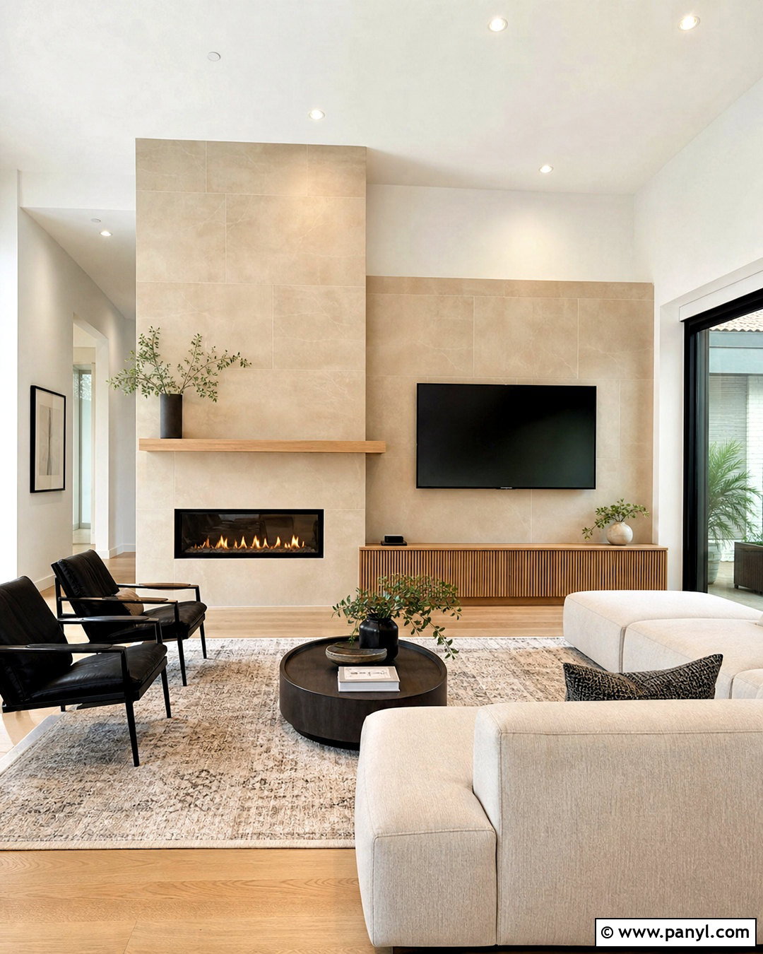 Asymmetrical Fireplace Wall With Large Tile - 20 asymmetrical fireplace wall ideas