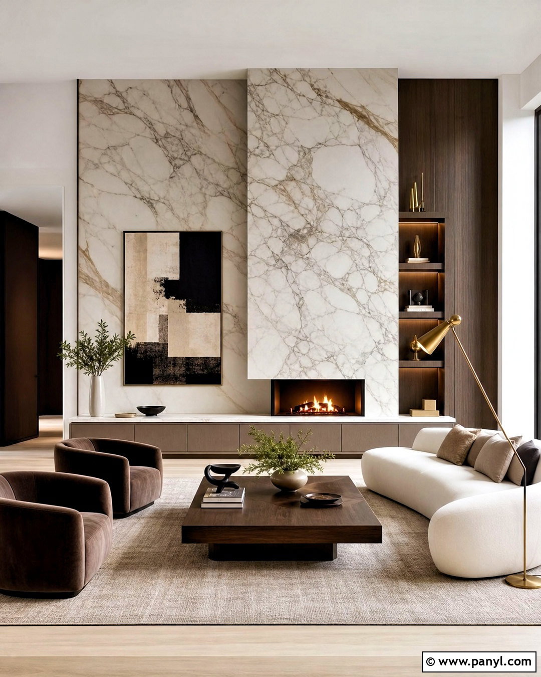 Asymmetrical Fireplace Wall With Marble Surround - 20 asymmetrical fireplace wall ideas