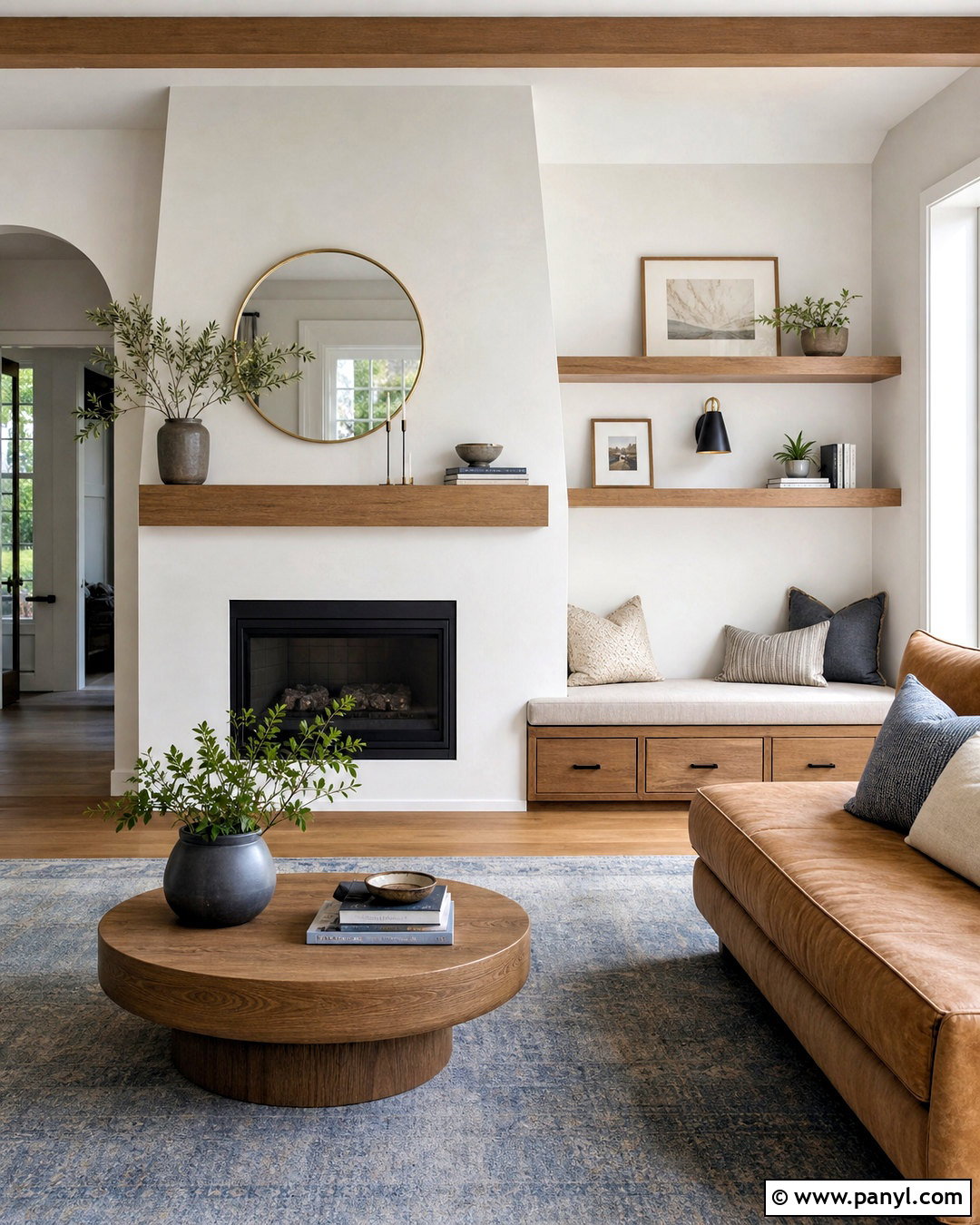 Asymmetrical Fireplace Wall With Storage Bench - 20 asymmetrical fireplace wall ideas