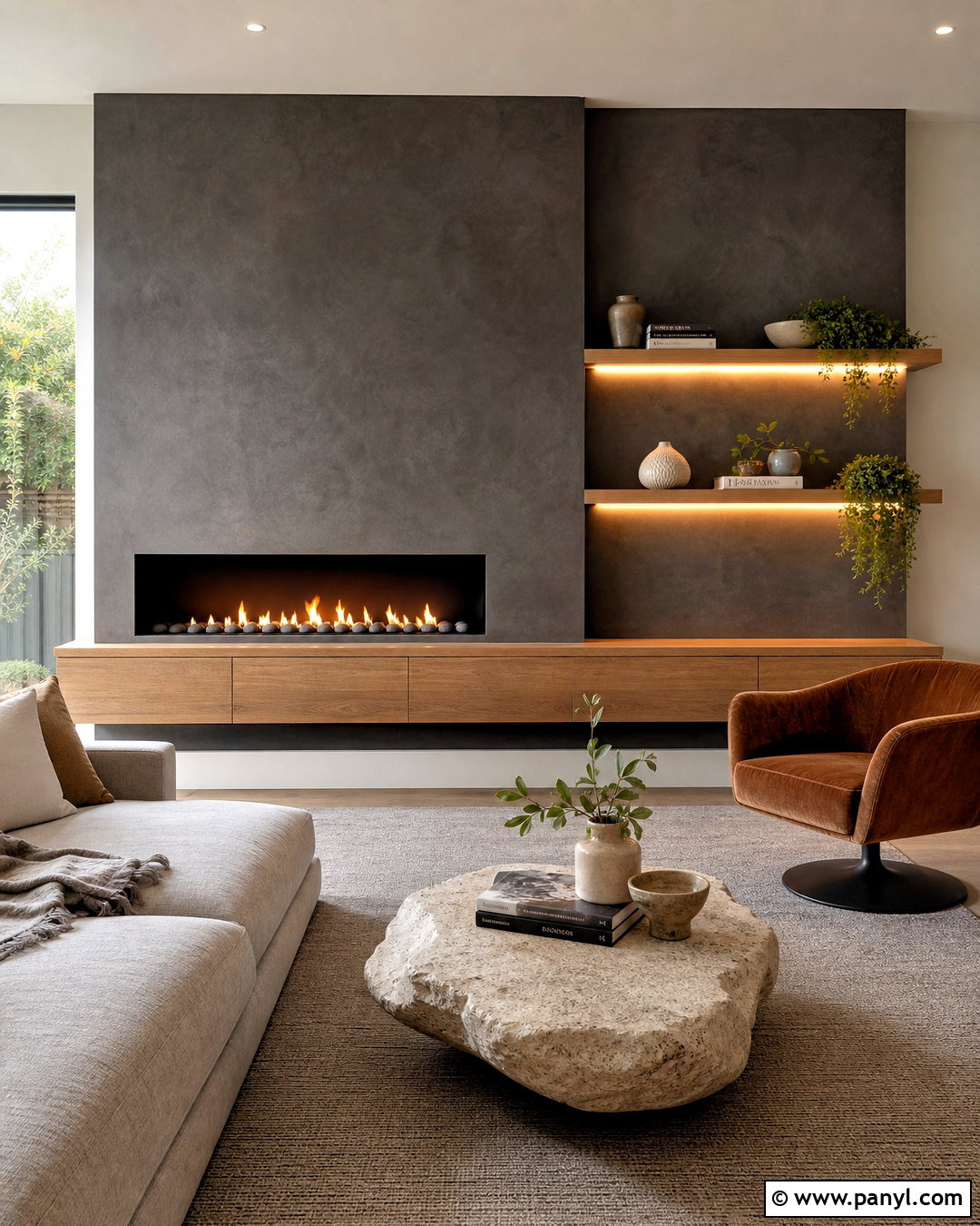 Asymmetrical Fireplace Wall - 20 flat fireplace wall ideas