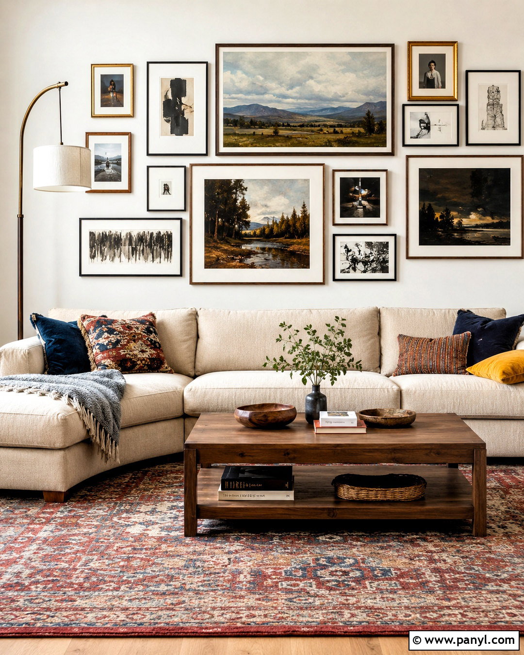 Asymmetrical Gallery Living Room Wall - 20 latest wall designs for living room ideas
