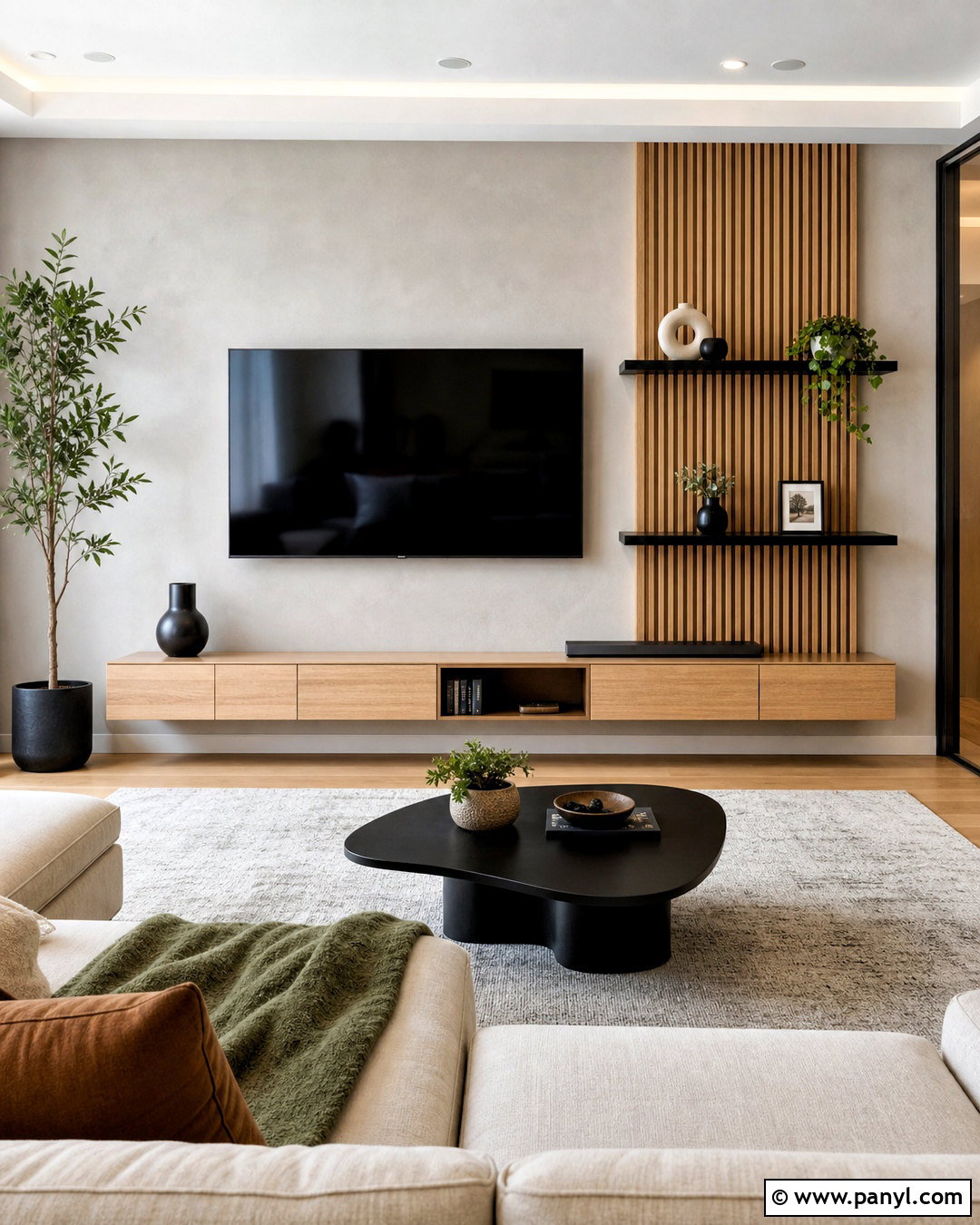 Asymmetrical TV Wall - 20 simple tv wall design ideas