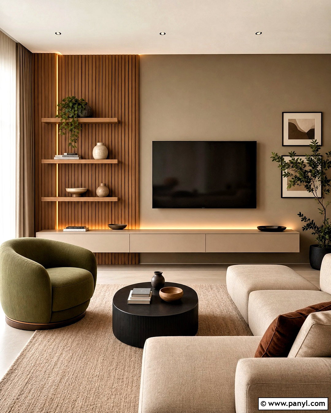 Asymmetrical TV Wall - 20 tv decoration wall modern ideas