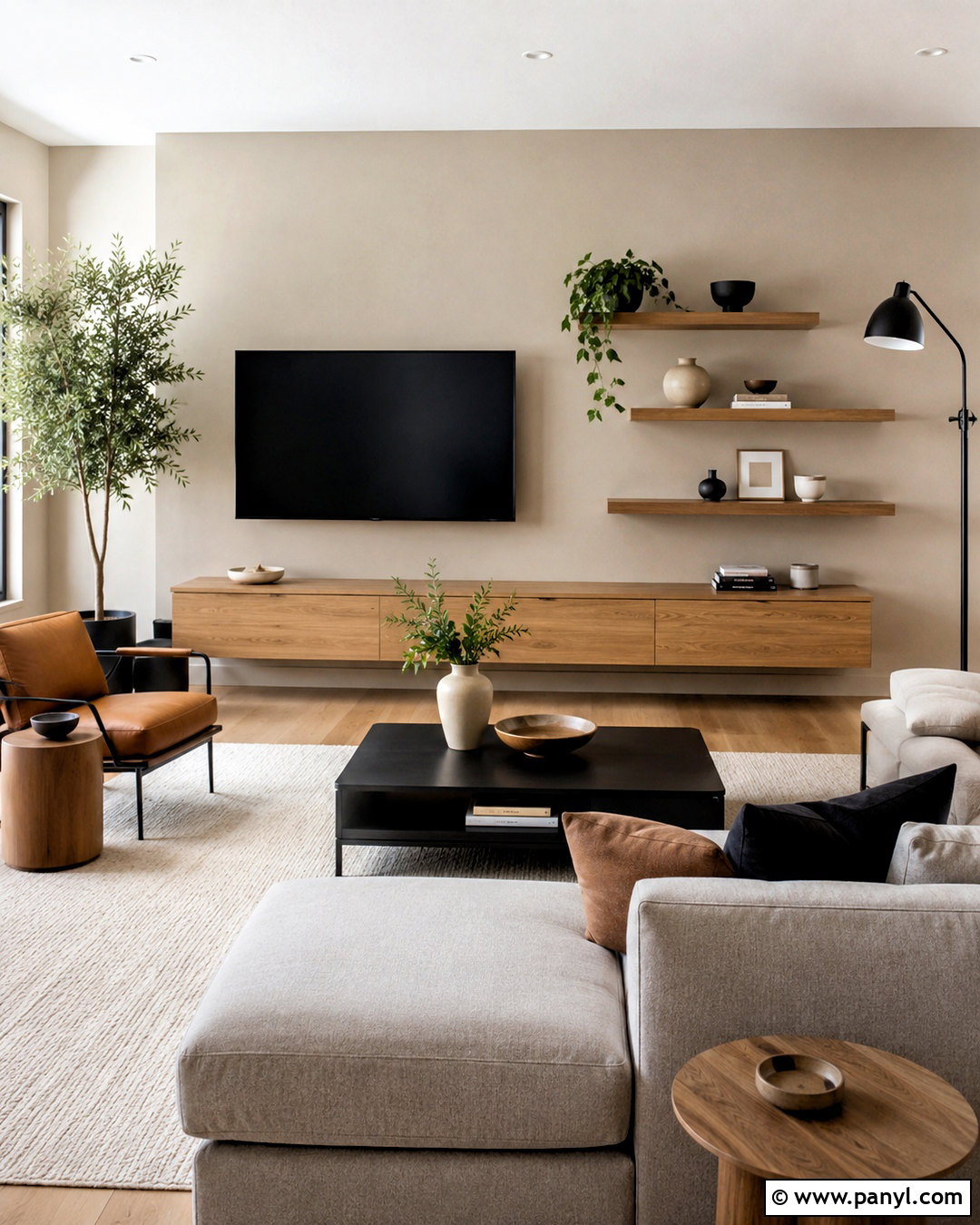 Asymmetrical Television Wall - 20 living room television wall ideas