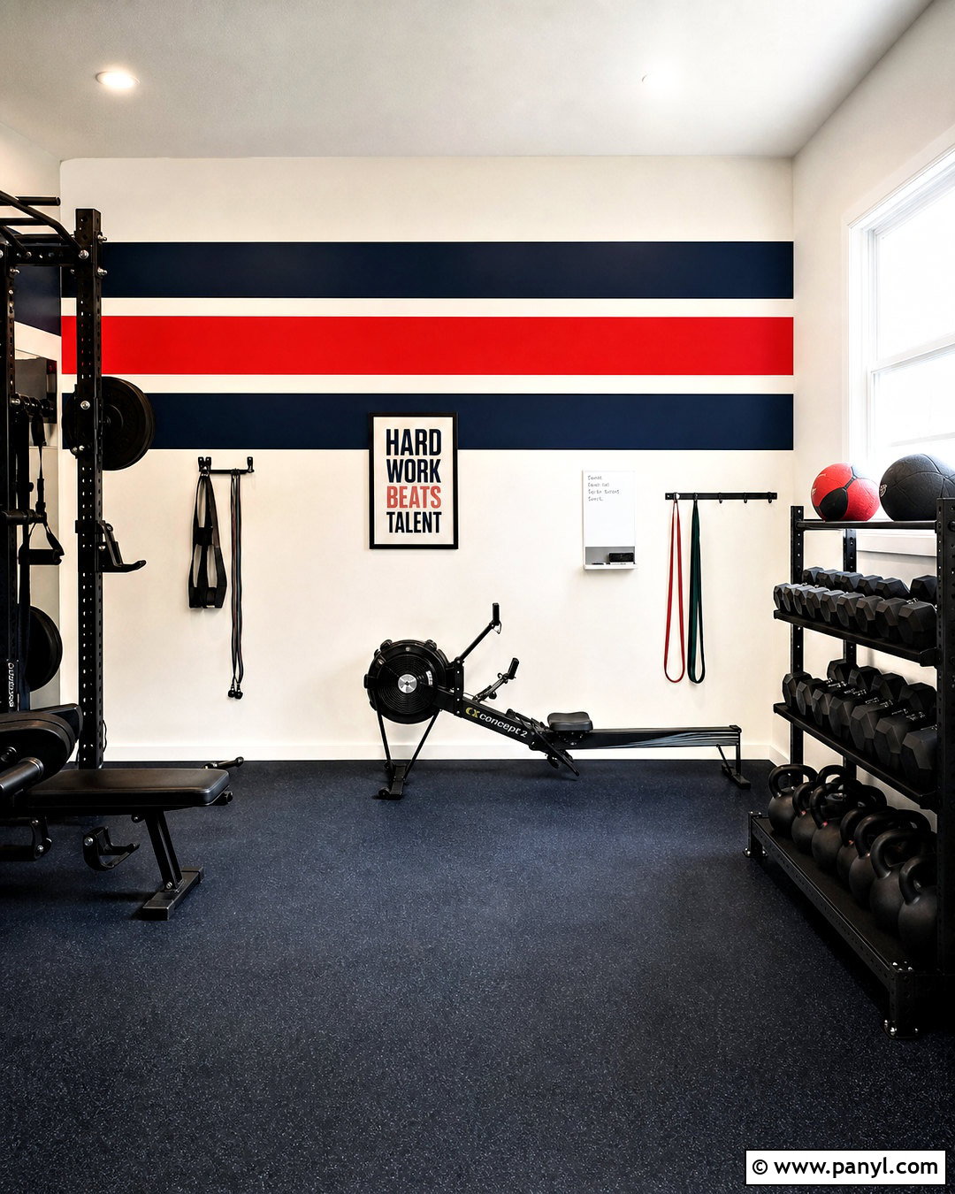 Athletic Stripe Home Gym Accent Wall - 20 home gym accent wall ideas
