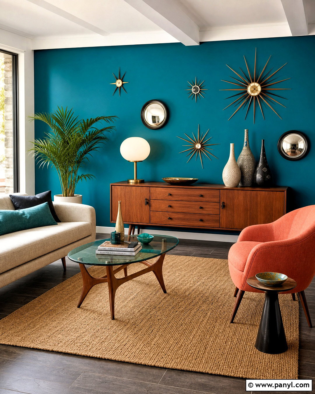 Atomic Starburst Accent Wall - 20 retro accent wall ideas