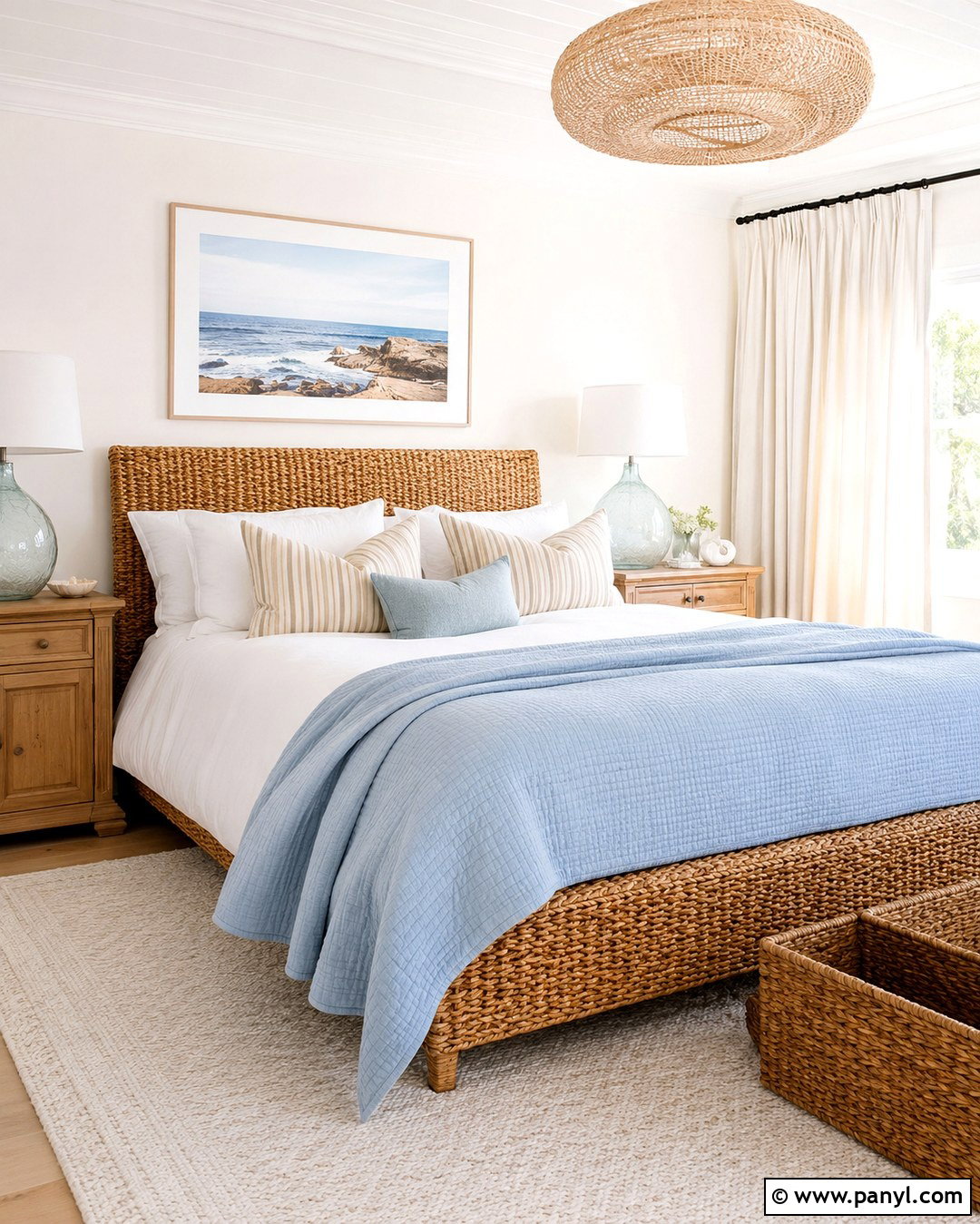 Atrium White Coastal Bedroom With Light Blue - 20 Atrium White Benjamin Moore Walls