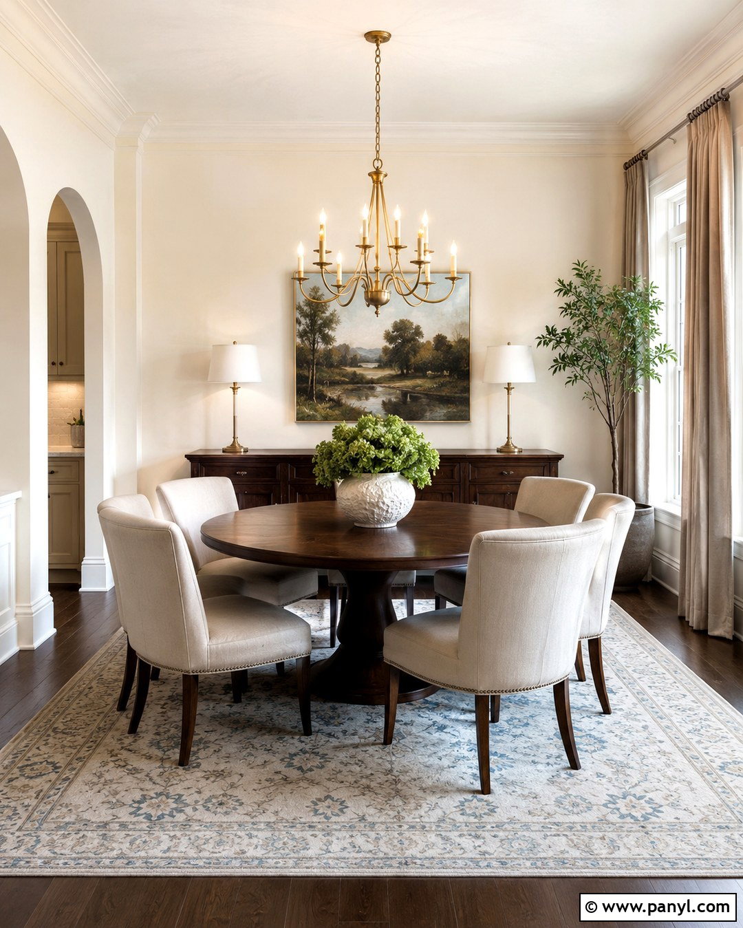 Atrium White Dining Room With Dark Wood - 20 Atrium White Benjamin Moore Walls