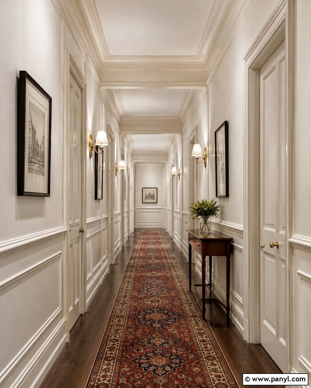 Atrium White Hallway With Picture Molding - 20 Atrium White Benjamin Moore Walls
