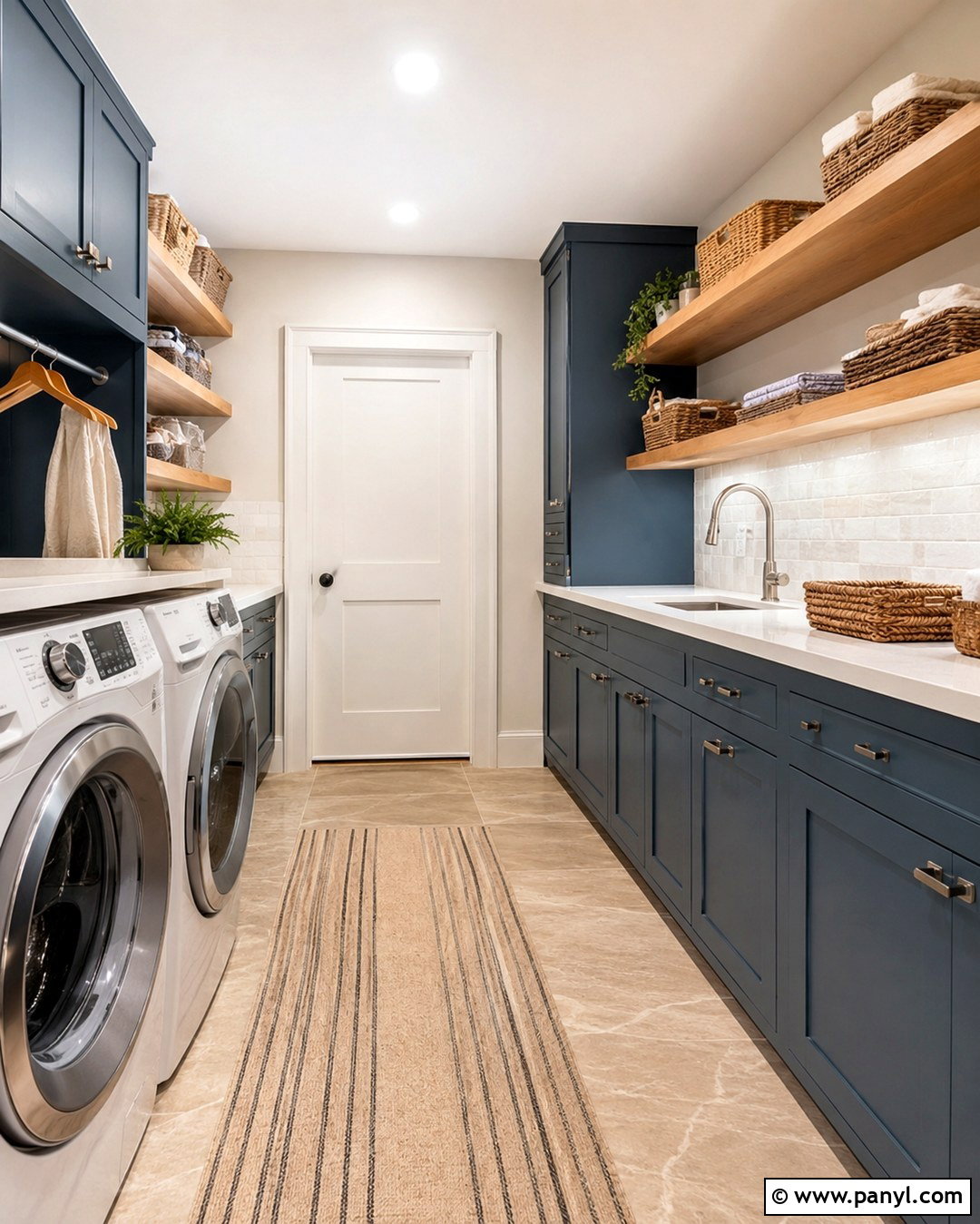 Atrium White Laundry Room With Blue Cabinets - 20 Atrium White Benjamin Moore Walls