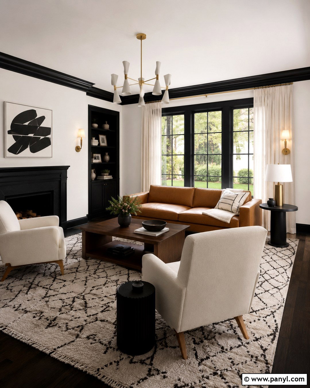 Atrium White Living Room With Black Trim - 20 Atrium White Benjamin Moore Walls