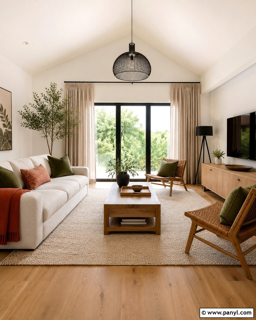 Atrium White Living Room With Natural Oak - 20 Atrium White Benjamin Moore Walls