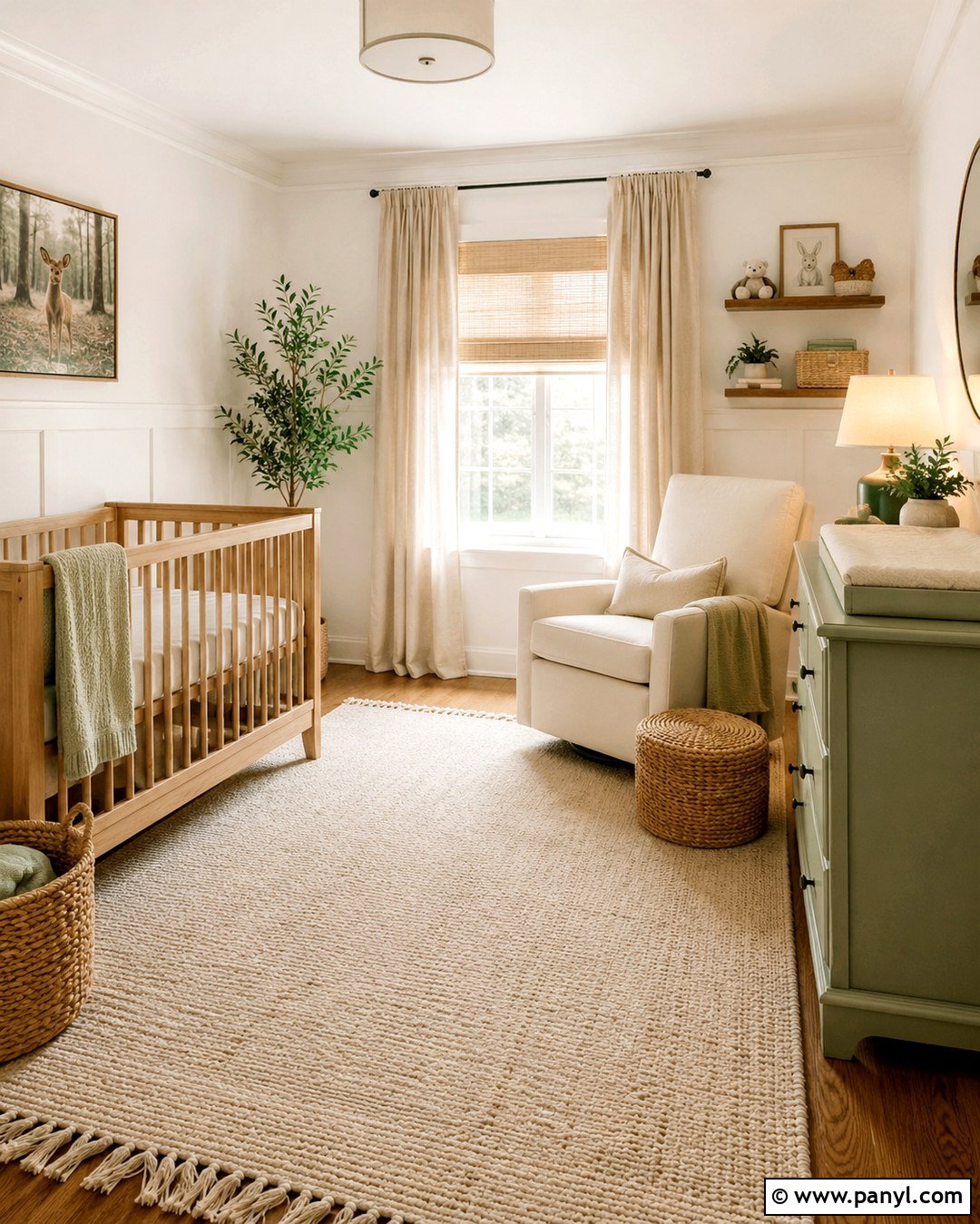 Atrium White Nursery With Soft Green Decor - 20 Atrium White Benjamin Moore Walls