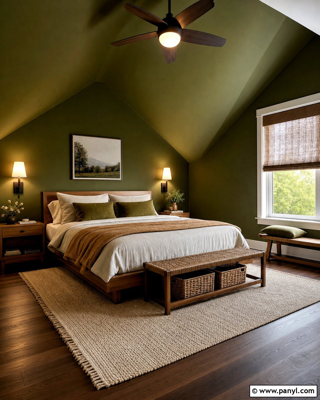 Attic Bedroom Dark Green Accent Wall - 20 dark green accent wall bedroom ideas