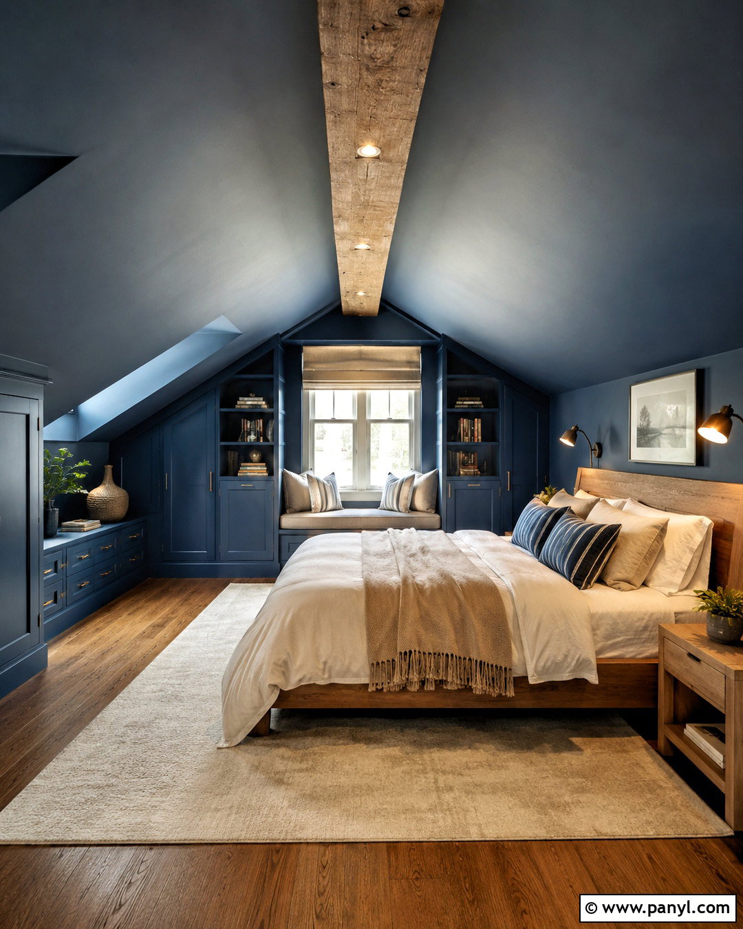 Attic Deep Blue Bedroom - 20 deep blue bedroom ideas