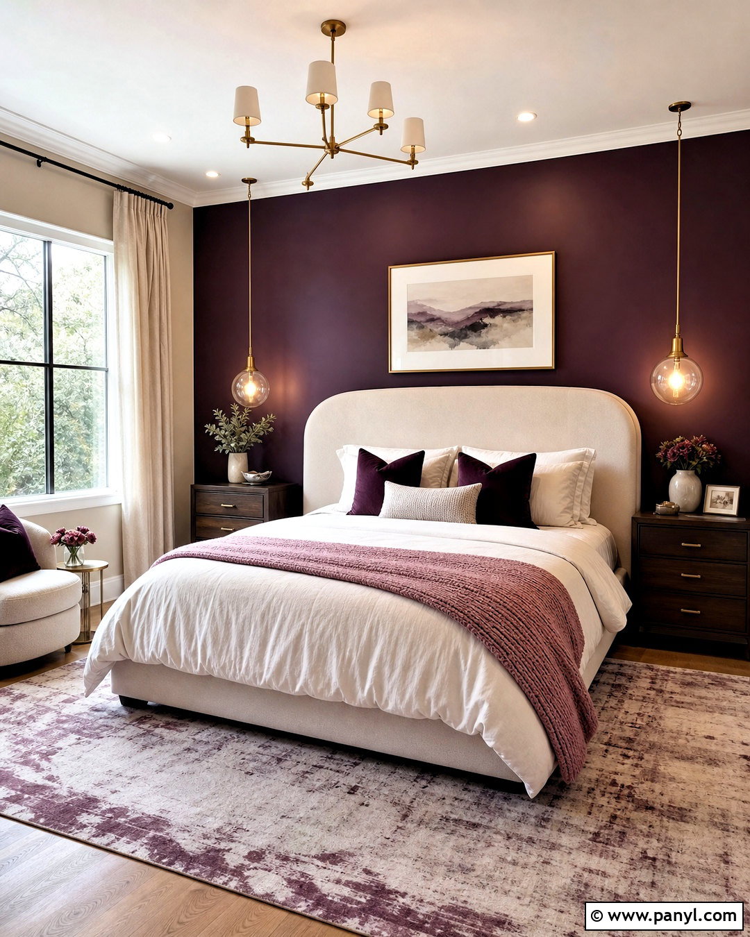Aubergine Accent Wall Bedroom - 20 dark accent wall bedroom ideas