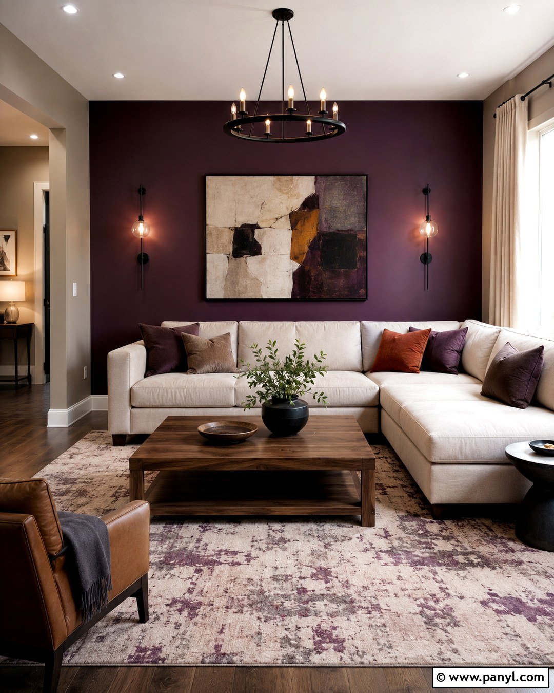 Aubergine Accent Wall Living Room - 20 aubergine walls living room ideas
