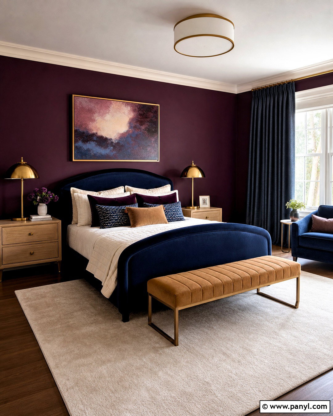 Aubergine And Navy Bedroom - 20 aubergine bedroom ideas