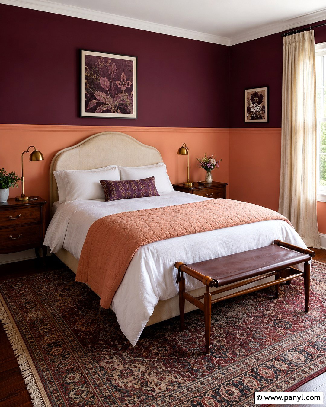 Aubergine And Peach Guest Room Walls - 20 Two Tone Walls Dark On Top Ideas