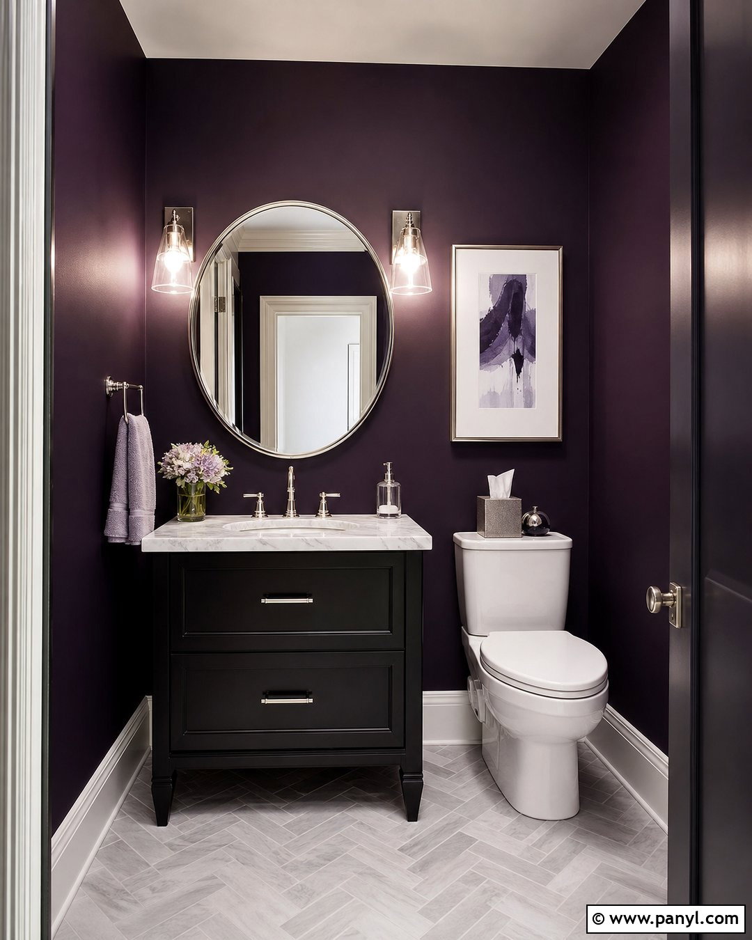 Aubergine Bathroom Walls - 25 Dark Bathroom Wall Color Ideas