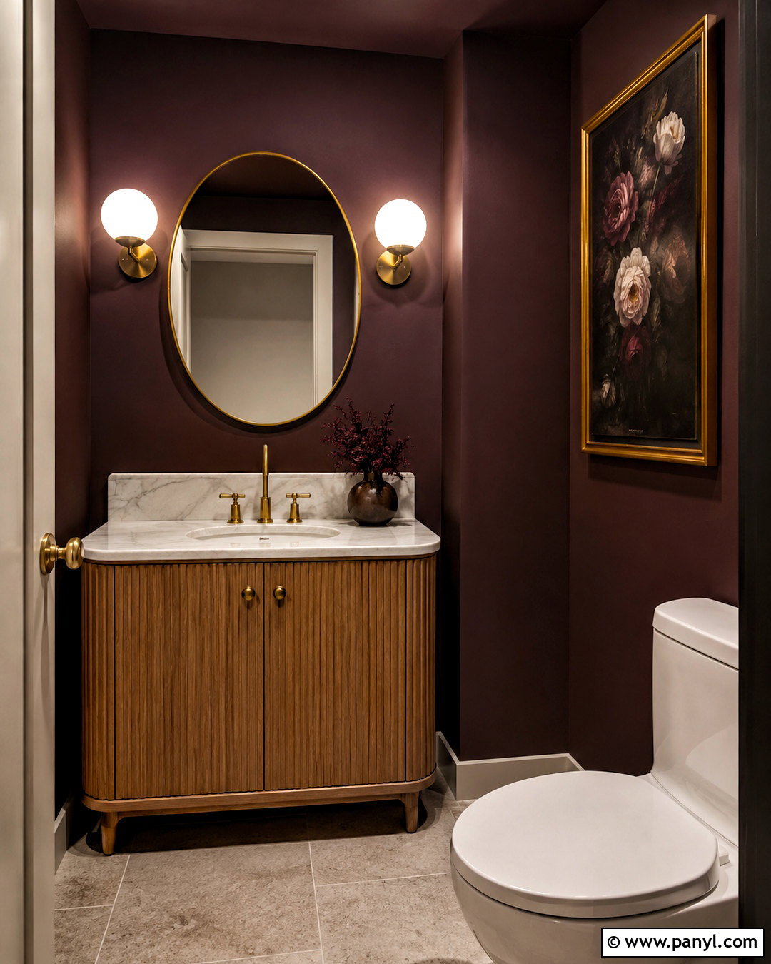 Aubergine Dark Walls Powder Room - 40 dark walls
