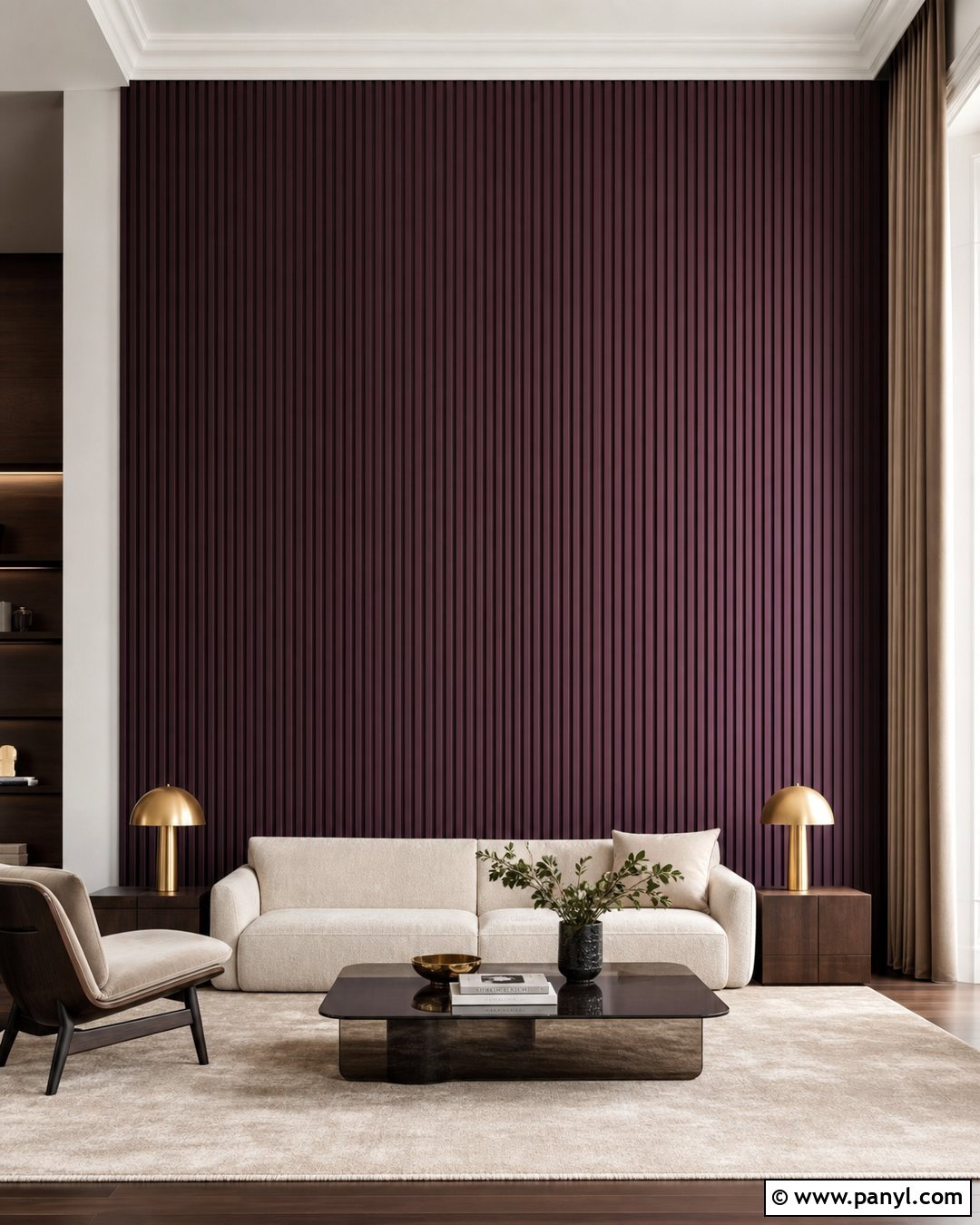 Aubergine Fluted Living Room Wall - 35 royal paint wall design for living room ideas
