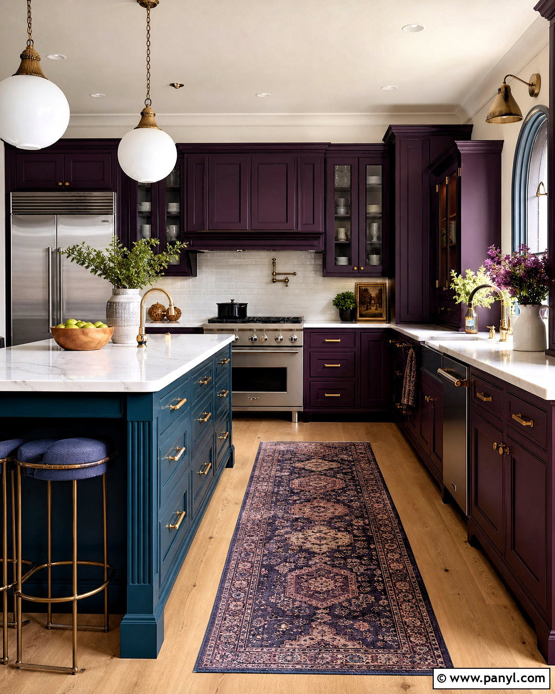 Aubergine Kitchen With Blue Accents - 20 aubergine kitchen ideas