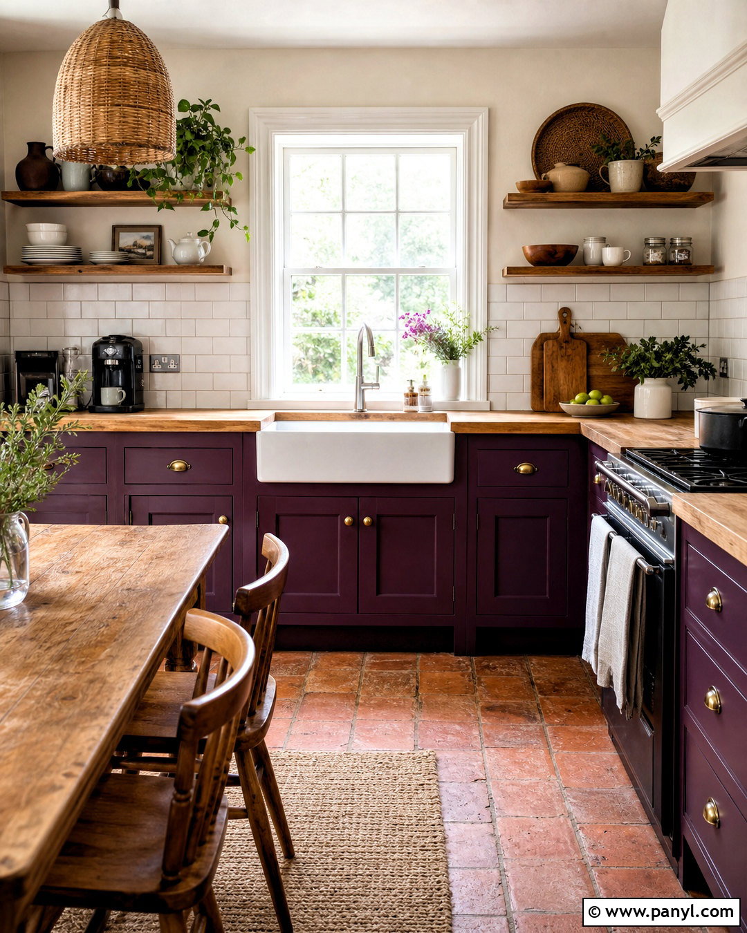 Aubergine Kitchen With Butcher Block Countertops - 20 aubergine kitchen ideas