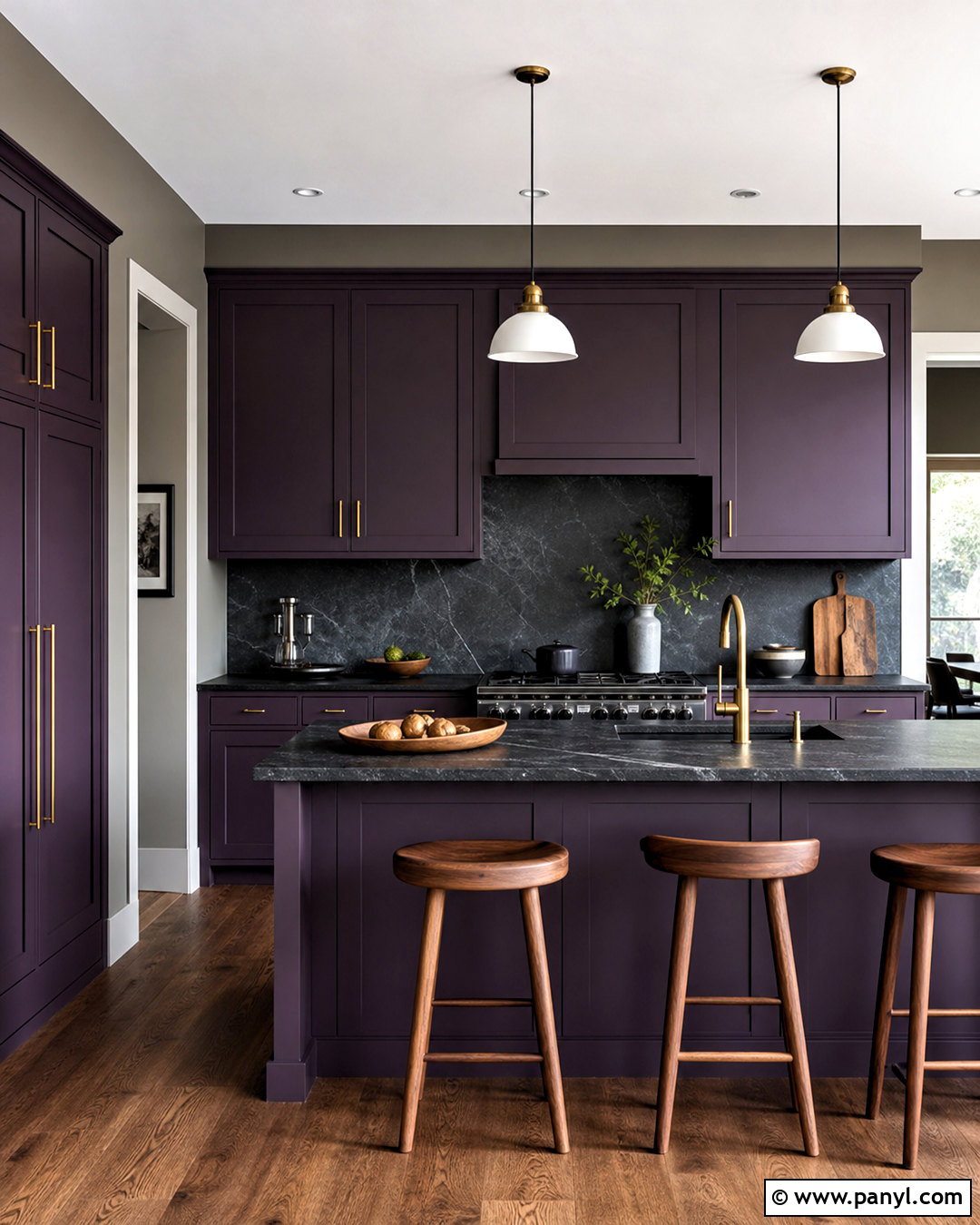 Aubergine Kitchen With Charcoal Stone - 20 aubergine kitchen ideas