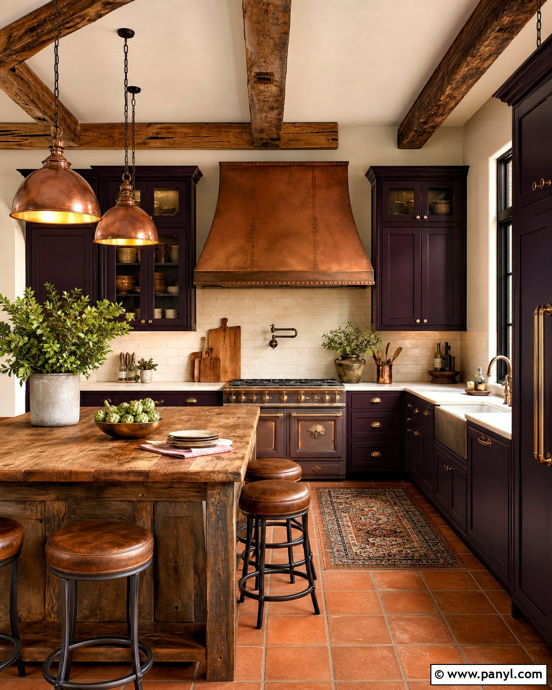 Aubergine Kitchen With Copper Details - 20 aubergine kitchen ideas