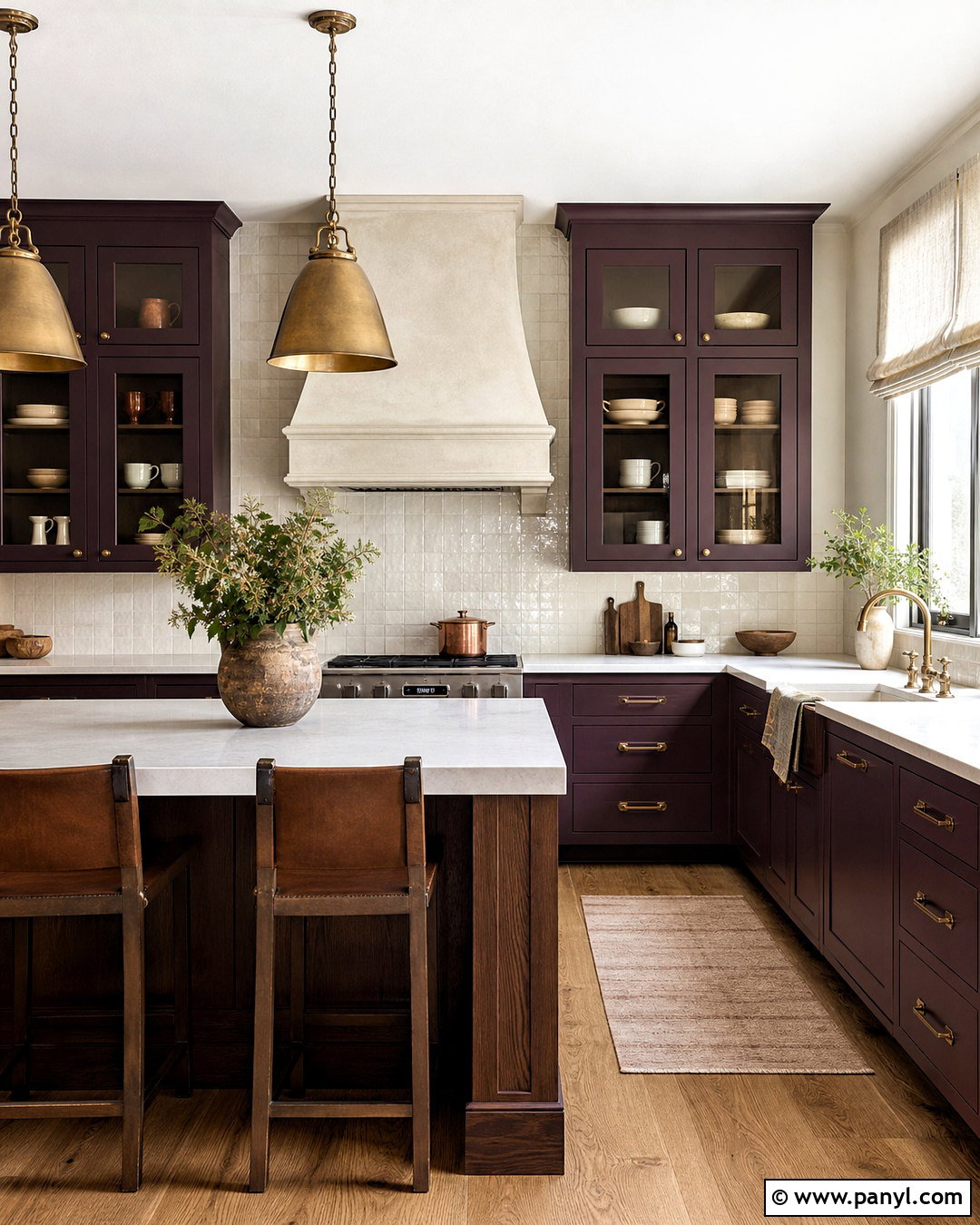 Aubergine Kitchen With Cream Zellige Tile - 20 aubergine kitchen ideas