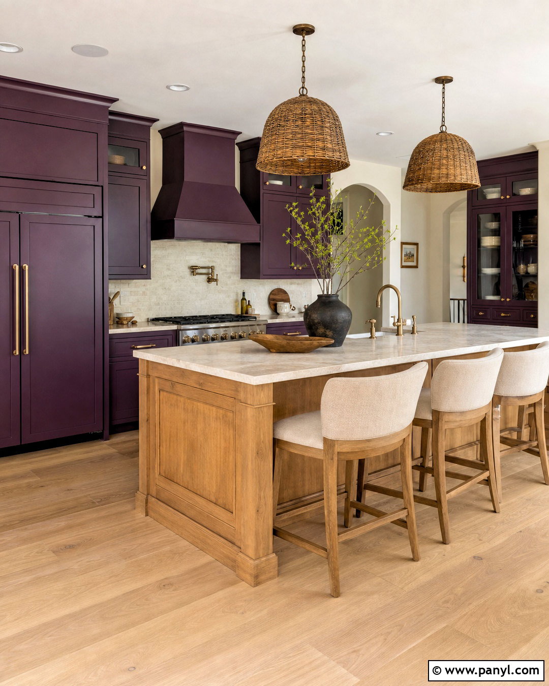 Aubergine Kitchen With Natural Oak Island - 20 aubergine kitchen ideas