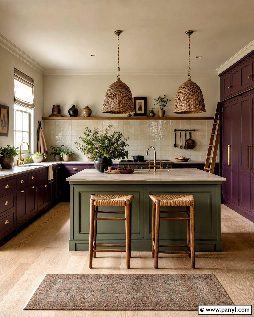 Aubergine Kitchen With Sage Green Accents - 20 aubergine kitchen ideas