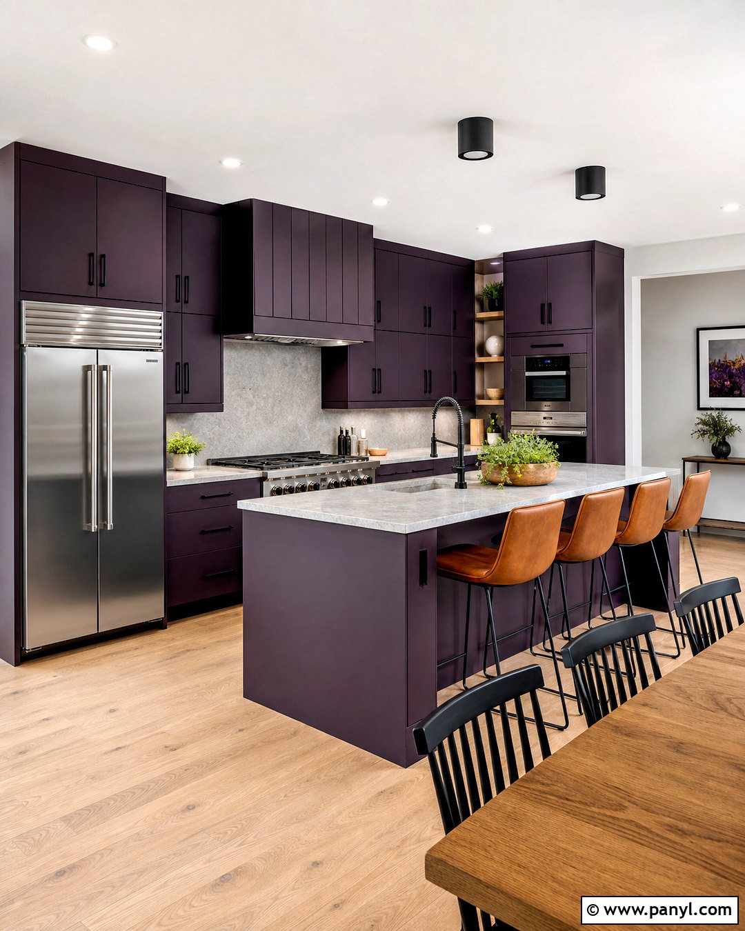 Aubergine Kitchen With Stainless Steel Appliances - 20 aubergine kitchen ideas
