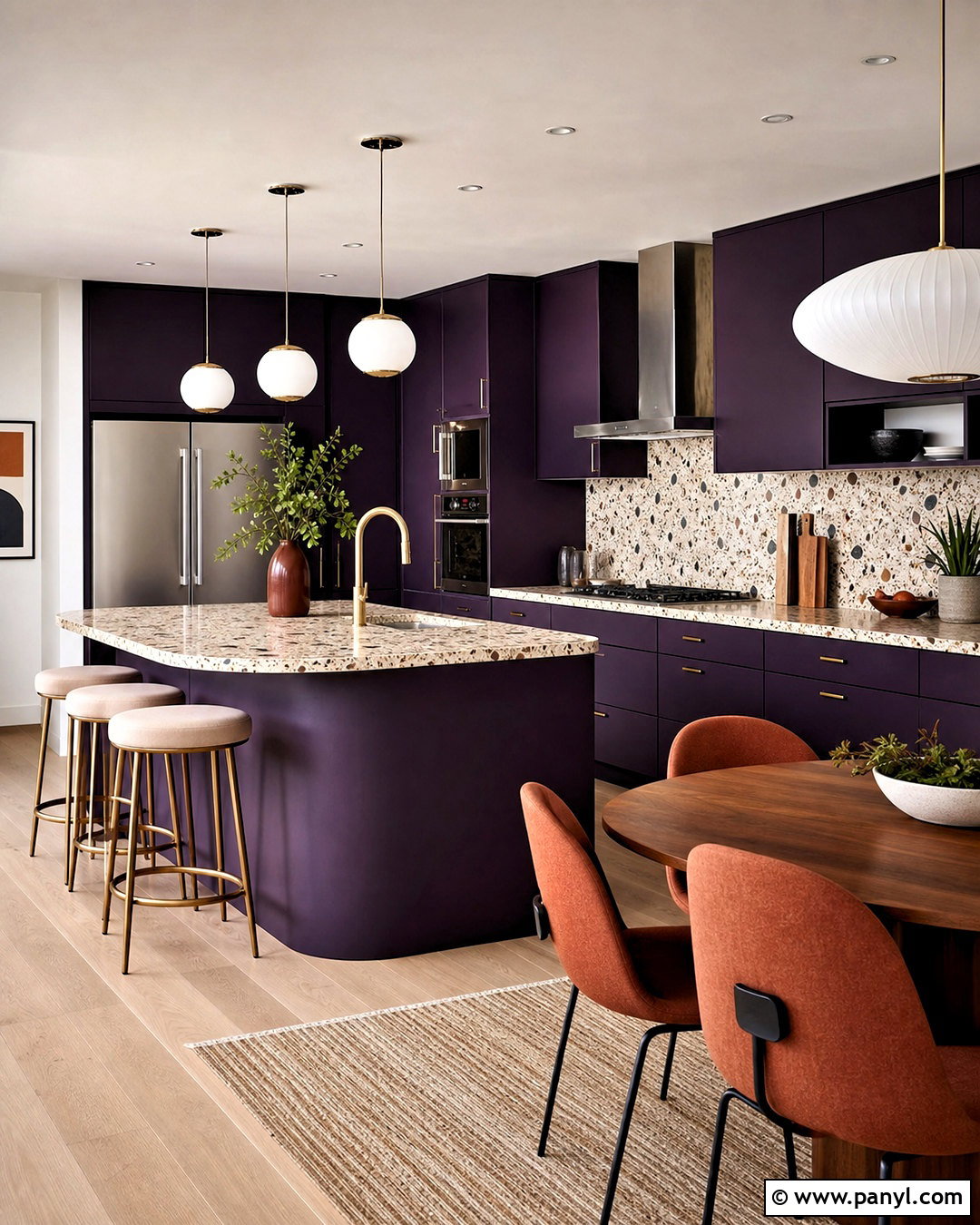 Aubergine Kitchen With Terrazzo Countertops - 20 aubergine kitchen ideas