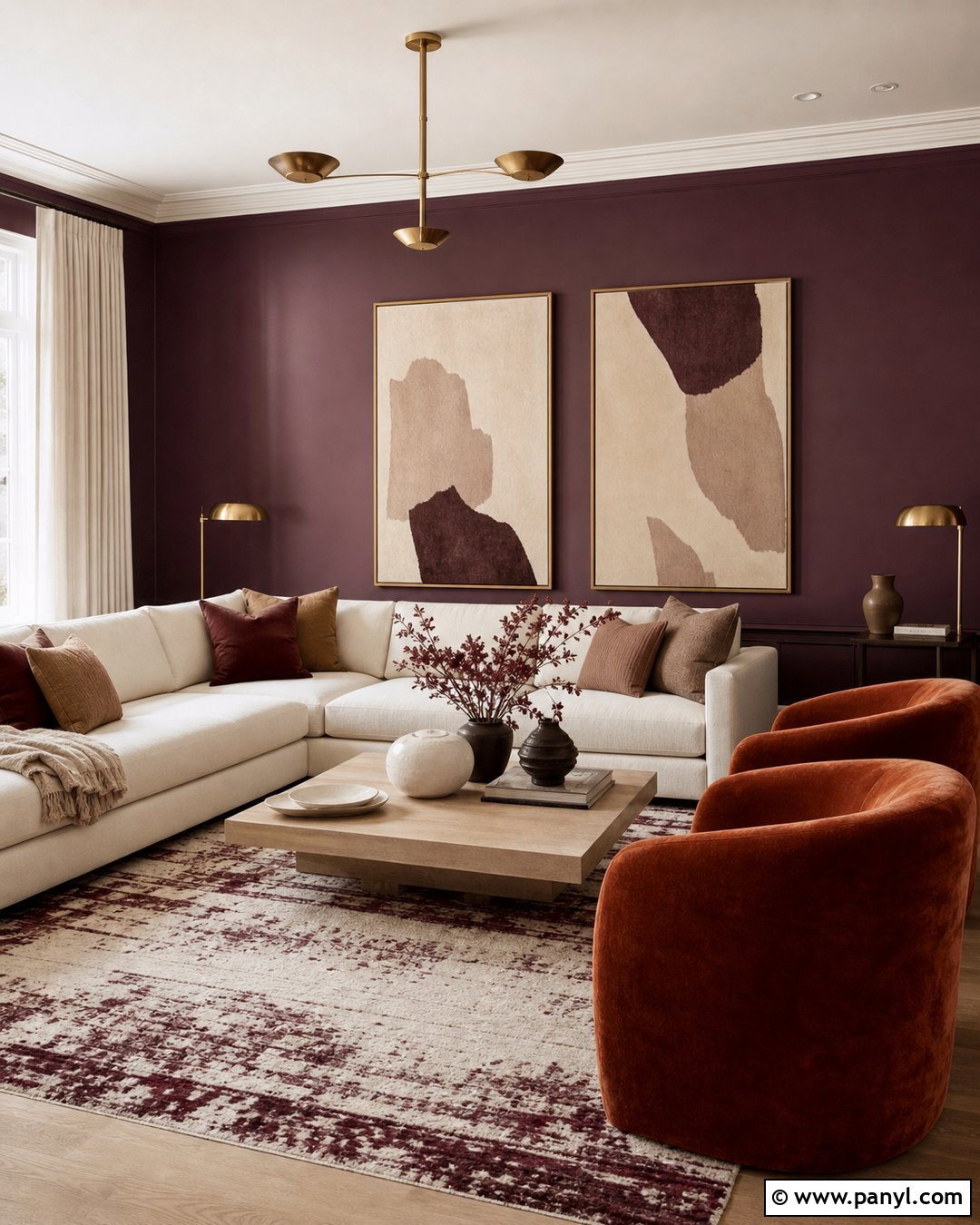 Aubergine Living Room Walls - 45 wall colors for living room ideas